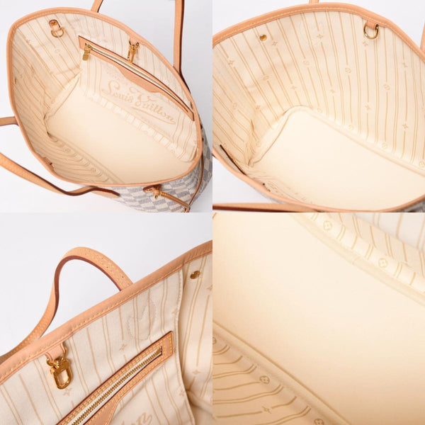 極美品 LOUIS VUITTON ルイヴィトン ネヴァーフルPM トートバッグ N51110 ダミエ アズール キャンバス SD4187 ホワイト ゴールド金具 中古 4a009131