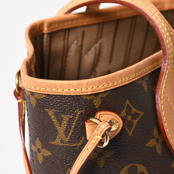 極美品 LOUIS VUITTON ルイヴィトン ネヴァーフルPM トートバッグ ブラウン ゴールド金具 M46979 PVC ヌメ革 中古 4a009129