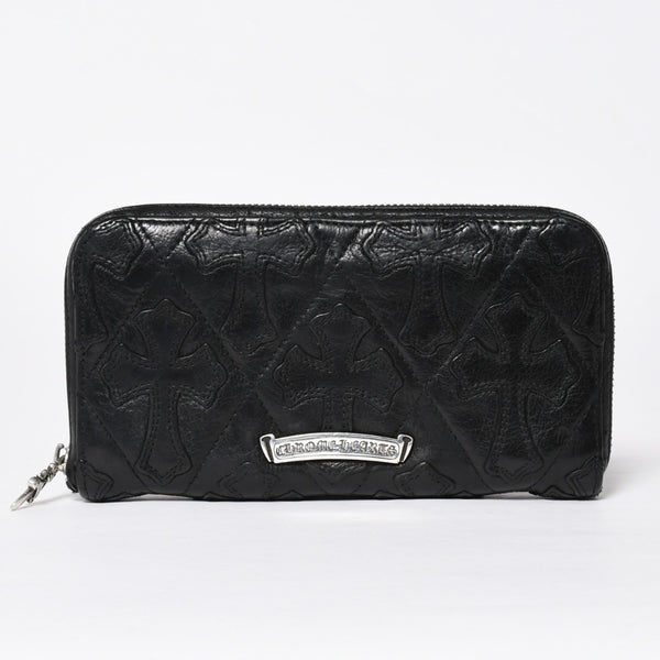 CHROME HEARTS クロムハーツ REC F ZIP QUILTED レック F ジップ キルティング 長財布 セメタリークロスパッチ シルバー925 美品 中古 4a009198