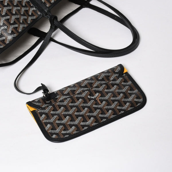新品未使用 GOYARD ゴヤール サンルイPM バッグ トートバッグ STLCROPMLTY01CL01P ブラック PVC レザー 中古 4a009210
