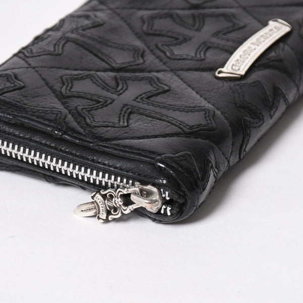 CHROME HEARTS クロムハーツ REC F ZIP QUILTED レック F ジップ キルティング 長財布 セメタリークロスパッチ シルバー925 美品 中古 4a009198