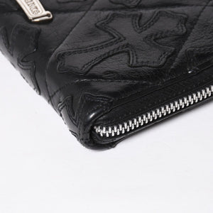 CHROME HEARTS クロムハーツ REC F ZIP QUILTED レック F ジップ キルティング 長財布 セメタリークロスパッチ シルバー925 美品 中古 4a009198