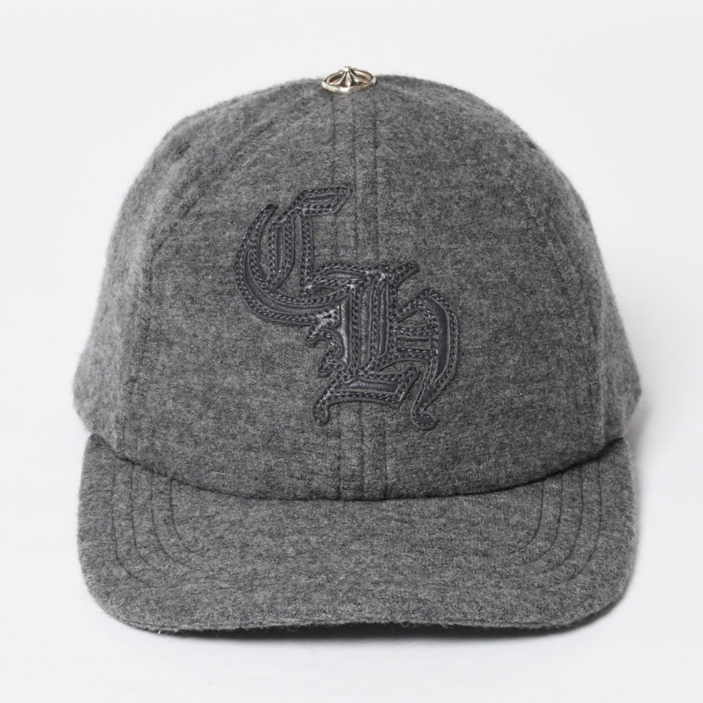 Very good condition CHROME HEARTS CH leather patch baseball cap cross ball wool silver hardware gray used 4a009023