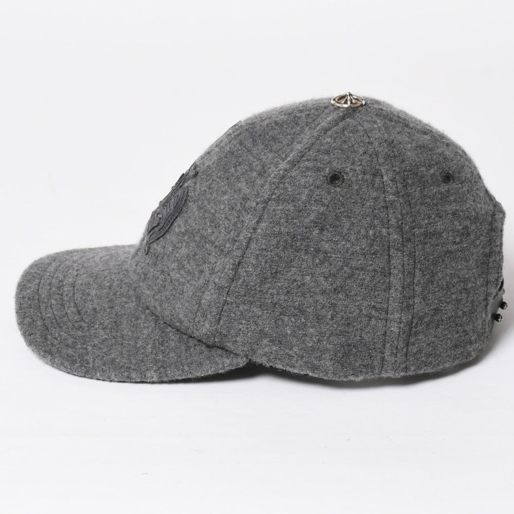 Very good condition CHROME HEARTS CH leather patch baseball cap cross ball wool silver hardware gray used 4a009023