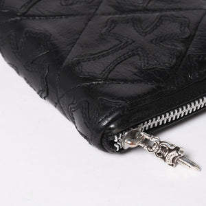 CHROME HEARTS クロムハーツ REC F ZIP QUILTED レック F ジップ キルティング 長財布 セメタリークロスパッチ シルバー925 美品 中古 4a009198
