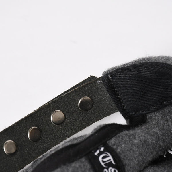 極美品 CHROME HEARTS クロムハーツ CH レザーパッチ ベースボールキャップ クロスボール ウール シルバー金具 グレー 中古 4a009023