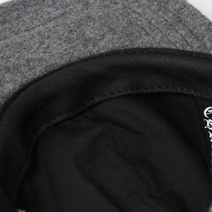 極美品 CHROME HEARTS クロムハーツ CH レザーパッチ ベースボールキャップ クロスボール ウール シルバー金具 グレー 中古 4a009023