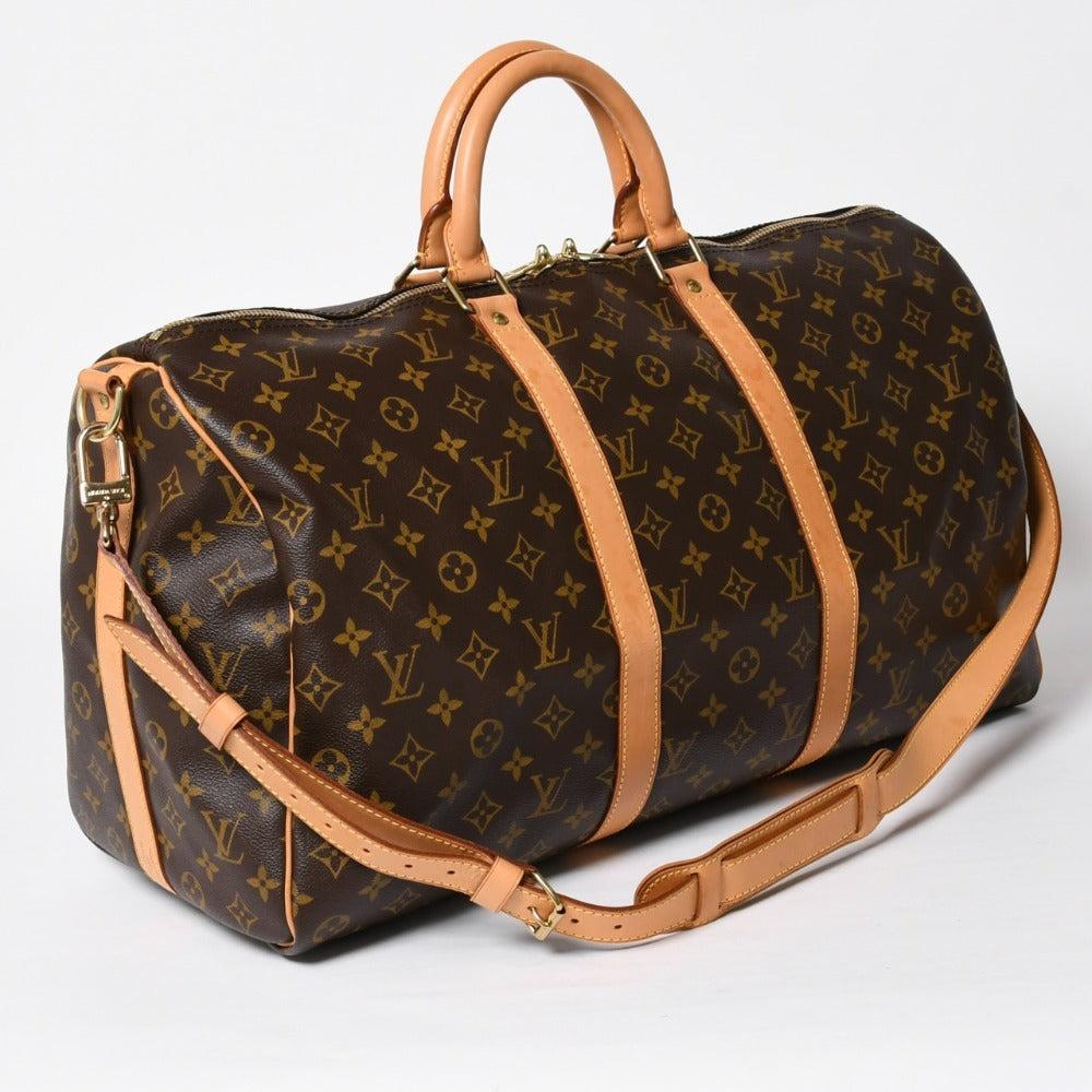 Very Good Condition LOUIS VUITTON Monogram Keepall Bandouliere 50 Brown M41416 Boston Bag Used 4a009122