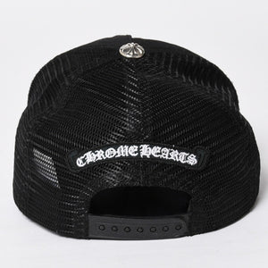 極美品 CHROME HEARTS クロムハーツ EYE CHART TRUCKER CAP アイチャート トラッカーキャップ ONE SIZE 53-60cm ブラック 中古 4a009205