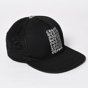 極美品 CHROME HEARTS クロムハーツ EYE CHART TRUCKER CAP アイチャート トラッカーキャップ ONE SIZE 53-60cm ブラック 中古 4a009205