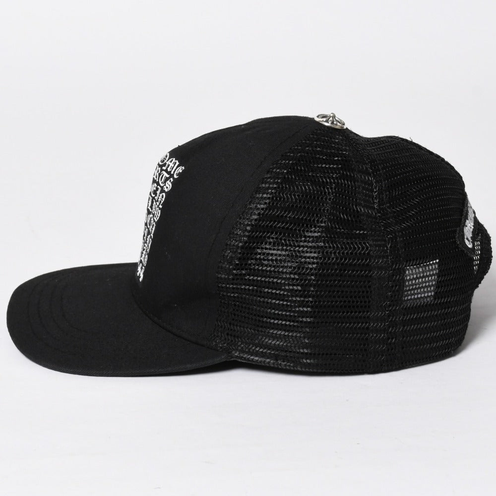 Very Good Condition CHROME HEARTS EYE CHART TRUCKER CAP Eye Chart Trucker Cap ONE SIZE 53-60cm Black Used 4a009205