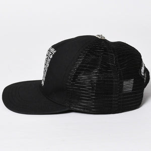 極美品 CHROME HEARTS クロムハーツ EYE CHART TRUCKER CAP アイチャート トラッカーキャップ ONE SIZE 53-60cm ブラック 中古 4a009205