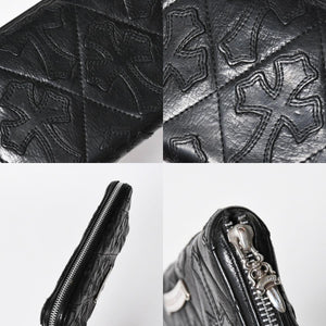 CHROME HEARTS クロムハーツ REC F ZIP QUILTED レック F ジップ キルティング 長財布 セメタリークロスパッチ シルバー925 美品 中古 4a009198