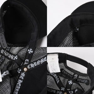極美品 CHROME HEARTS クロムハーツ EYE CHART TRUCKER CAP アイチャート トラッカーキャップ ONE SIZE 53-60cm ブラック 中古 4a009205