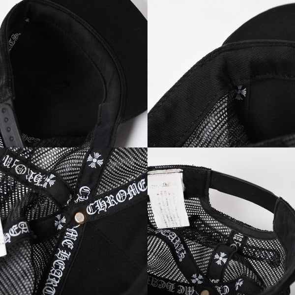 極美品 CHROME HEARTS クロムハーツ EYE CHART TRUCKER CAP アイチャート トラッカーキャップ ONE SIZE 53-60cm ブラック 中古 4a009205
