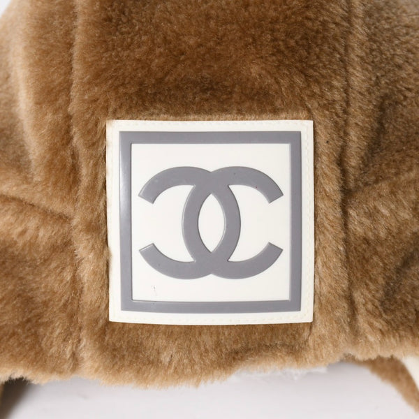 極美品 CHANEL シャネル スポーツライン エコファー トラッパーハット ニットキャップ ココマーク 2001 Mサイズ ブラウン 中古 4a008982