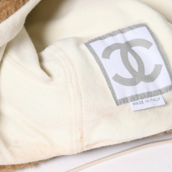 極美品 CHANEL シャネル スポーツライン エコファー トラッパーハット ニットキャップ ココマーク 2001 Mサイズ ブラウン 中古 4a008982