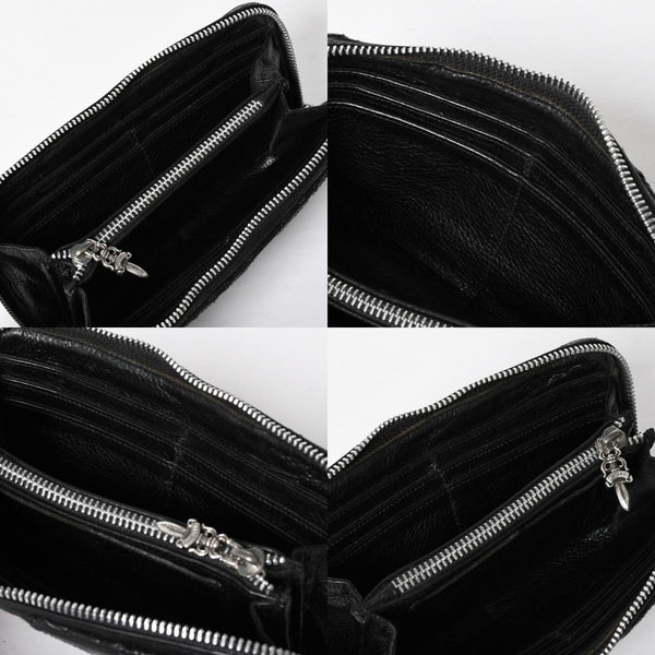 CHROME HEARTS クロムハーツ REC F ZIP QUILTED レック F ジップ キルティング 長財布 セメタリークロスパッチ シルバー925 美品 中古 4a009198