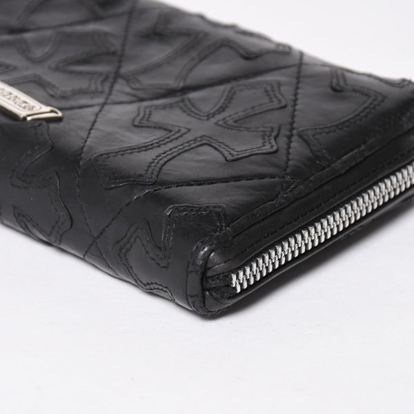 CHROME HEARTS クロムハーツ REC F ZIP QUILTED レック F ジップ キルティング 長財布 セメタリークロスパッチ シルバー925 美品 中古 4a009196