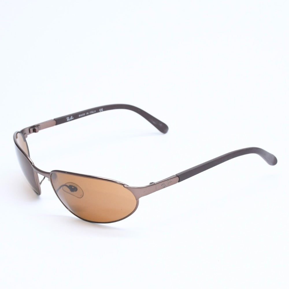 Ray-Ban sunglasses W3160 Italian-made metal rubber strap, brown with bronze hardware, excellent condition, pre-owned. (Item No. 4a008625)