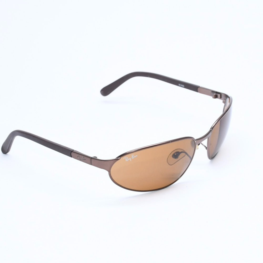 Ray-Ban sunglasses W3160 Italian-made metal rubber strap, brown with bronze hardware, excellent condition, pre-owned. (Item No. 4a008625)