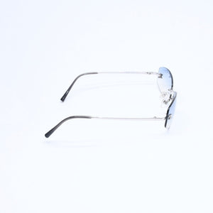 極美品 CHANEL シャネル リムレス サングラス アイウェア 4002 c.124/55 サイズ57□19 130 ココマーク ブルー シルバー 中古 4a009209