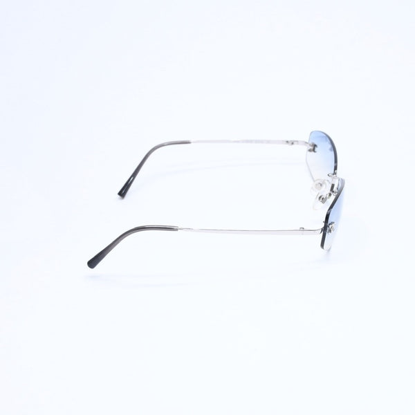 極美品 CHANEL シャネル リムレス サングラス アイウェア 4002 c.124/55 サイズ57□19 130 ココマーク ブルー シルバー 中古 4a009209