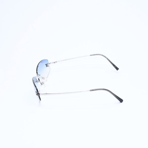 極美品 CHANEL シャネル リムレス サングラス アイウェア 4002 c.124/55 サイズ57□19 130 ココマーク ブルー シルバー 中古 4a009209