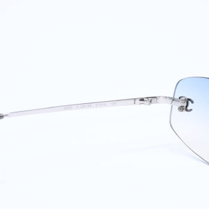 極美品 CHANEL シャネル リムレス サングラス アイウェア 4002 c.124/55 サイズ57□19 130 ココマーク ブルー シルバー 中古 4a009209