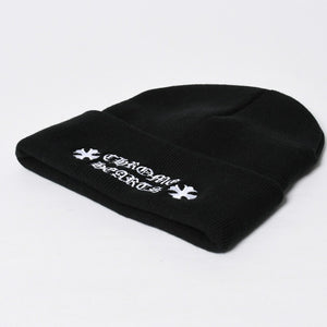 新品未使用 CHROME HEARTS クロムハーツ アクリルビーニ ニットキャップ ONE SIZE 22cm CHプラス ブラック ホワイト 中古 4a009211