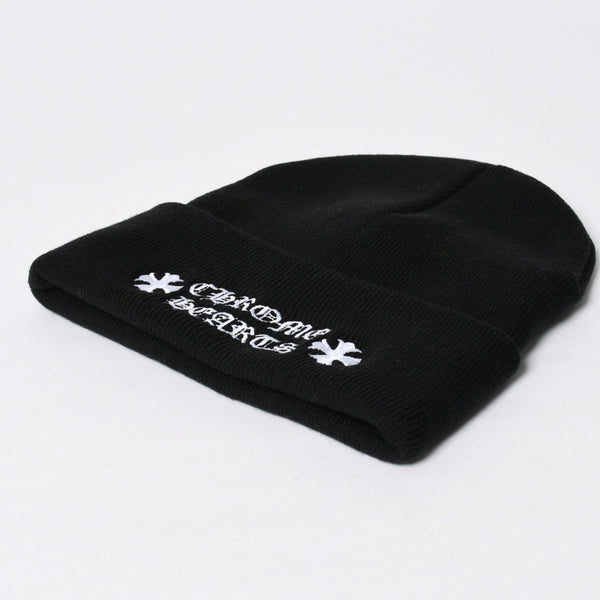 新品未使用 CHROME HEARTS クロムハーツ アクリルビーニ ニットキャップ ONE SIZE 22cm CHプラス ブラック ホワイト 中古 4a009211