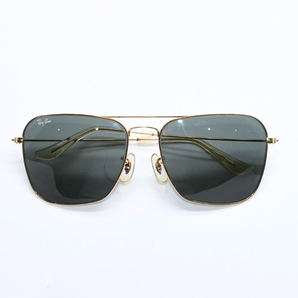 RAYBAN Caravan Sunglasses Double Bridge Frame Square Metal Gold Hardware Good Condition Used 4a008618