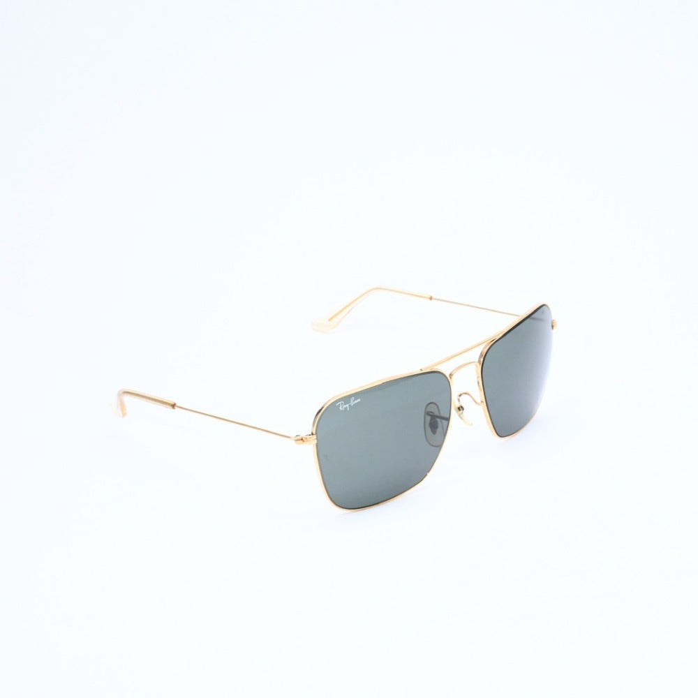 RAYBAN Caravan Sunglasses Double Bridge Frame Square Metal Gold Hardware Good Condition Used 4a008618