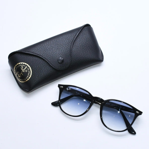 RAYBAN レイバン ボストンシェイプ サングラス RB4259F アセテート ブラック ブルー シルバー金具 サイズ53□20 美品 中古 4a008629