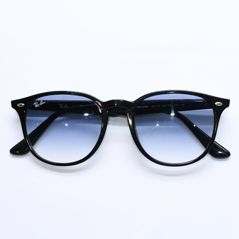 RAYBAN レイバン ボストンシェイプ サングラス RB4259F アセテート ブラック ブルー シルバー金具 サイズ53□20 美品 中古 4a008629