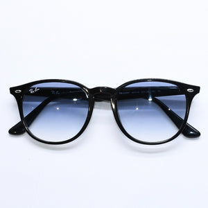 RAYBAN レイバン ボストンシェイプ サングラス RB4259F アセテート ブラック ブルー シルバー金具 サイズ53□20 美品 中古 4a008629