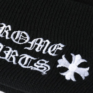 新品未使用 CHROME HEARTS クロムハーツ アクリルビーニ ニットキャップ ONE SIZE 22cm CHプラス ブラック ホワイト 中古 4a009211