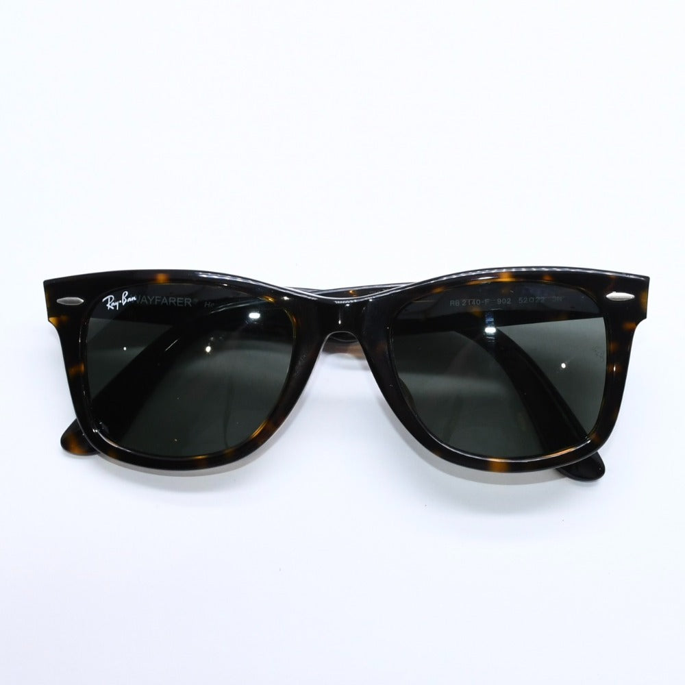 RAYBAN Wayfarer Sunglasses RB2140-F Made in Italy Acetate Brown Silver Hardware Good Condition Used 4a008622