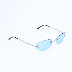 極美品 CHANEL シャネル リムレス サングラス アイウェア 4002 c.103/72 サイズ54□19 130 ココマーク ブルー シルバー 中古 4a009206