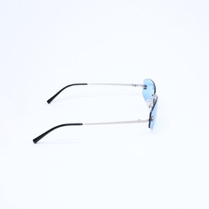 極美品 CHANEL シャネル リムレス サングラス アイウェア 4002 c.103/72 サイズ54□19 130 ココマーク ブルー シルバー 中古 4a009206