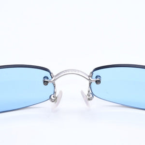 極美品 CHANEL シャネル リムレス サングラス アイウェア 4002 c.103/72 サイズ54□19 130 ココマーク ブルー シルバー 中古 4a009206