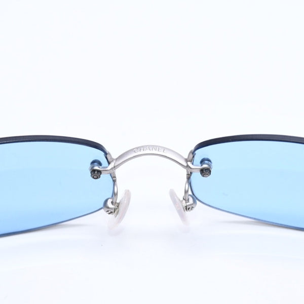極美品 CHANEL シャネル リムレス サングラス アイウェア 4002 c.103/72 サイズ54□19 130 ココマーク ブルー シルバー 中古 4a009206