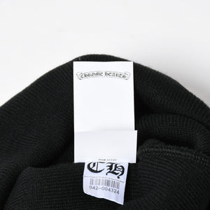 新品未使用 CHROME HEARTS クロムハーツ アクリルビーニ ニットキャップ ONE SIZE 22cm CHプラス ブラック ホワイト 中古 4a009211