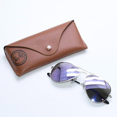 極美品 RAYBAN レイバン アビエーター ティアドロップ サングラス RB3025 U.S.A製 メタル パープル サイズ55◻︎14 シルバー金具 中古 4a008626