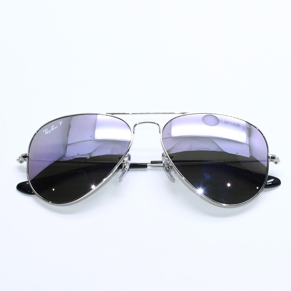 Mint condition Ray-Ban Aviator Teardrop Sunglasses RB3025 U.S.AMetal, Purple, Size 55◻14 Silver hardware, pre-owned, item number 4a008626