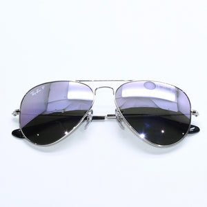 極美品 RAYBAN レイバン アビエーター ティアドロップ サングラス RB3025 U.S.A製 メタル パープル サイズ55◻︎14 シルバー金具 中古 4a008626
