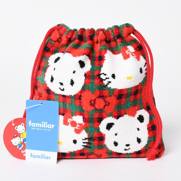 新品未使用 familiar ファミリア × HELLO KITTY ハローキティ 巾着 770347 XF チェック柄 中古 4a009217
