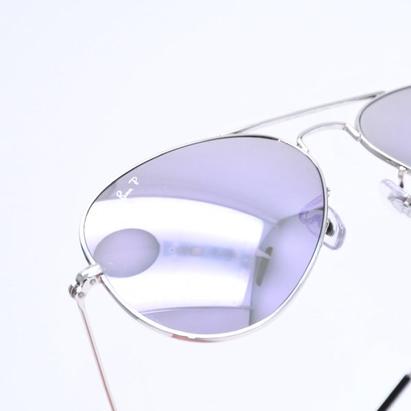 極美品 RAYBAN レイバン アビエーター ティアドロップ サングラス RB3025 U.S.A製 メタル パープル サイズ55◻︎14 シルバー金具 中古 4a008626