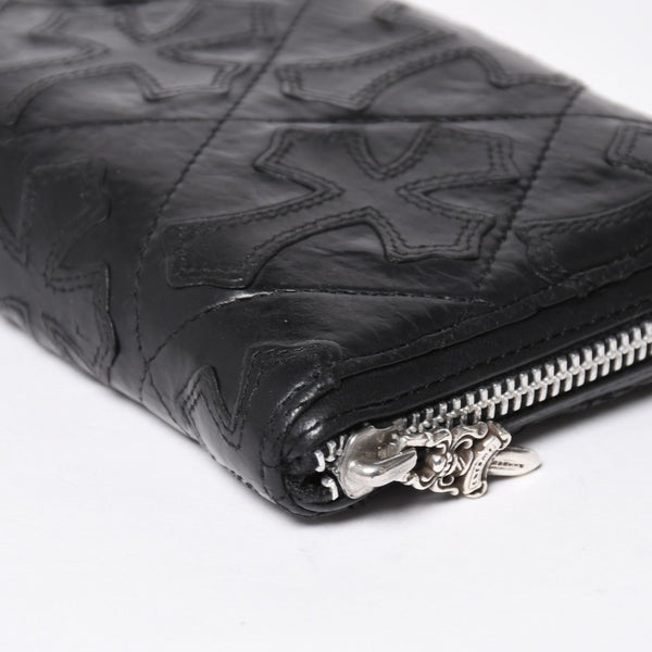 CHROME HEARTS クロムハーツ REC F ZIP QUILTED レック F ジップ キルティング 長財布 セメタリークロスパッチ シルバー925 美品 中古 4a009196