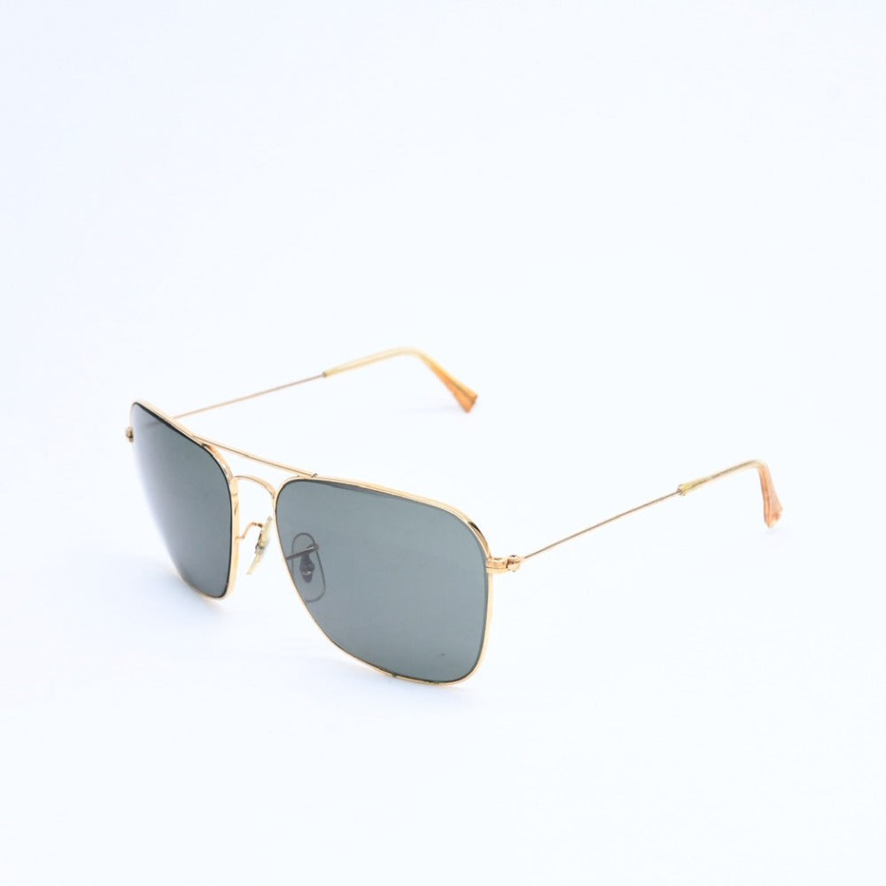 RAYBAN Ray-Ban Square Frame Double Bridge Sunglasses U.S.AMetal, gold hardware, good condition, pre-owned, item number 4a008620